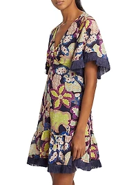 Octavia Linen-Blend Floral Minidress