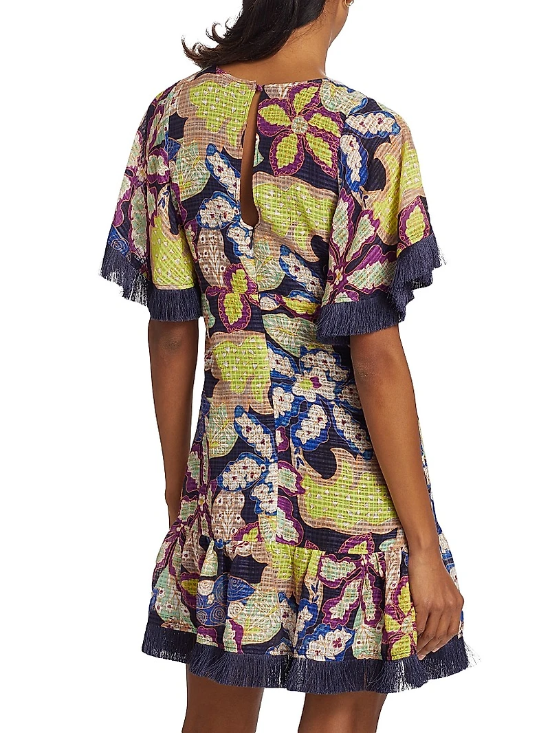 Octavia Linen-Blend Floral Minidress
