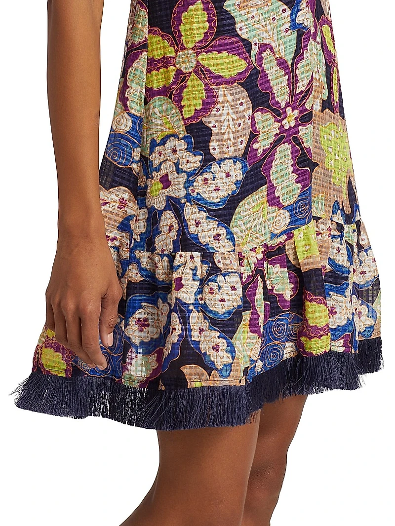 Octavia Linen-Blend Floral Minidress