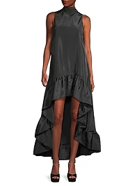 Taffeta Ruffle High-Low Gown