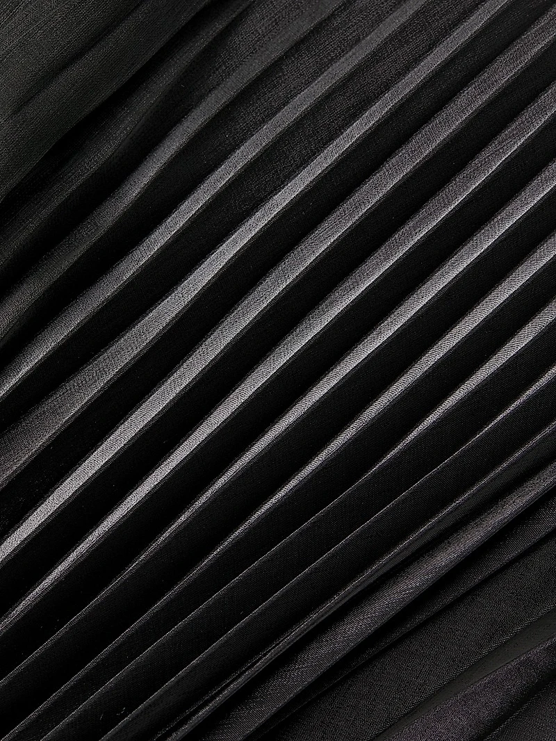 Pleated High-Low Strapless Midi-Dress