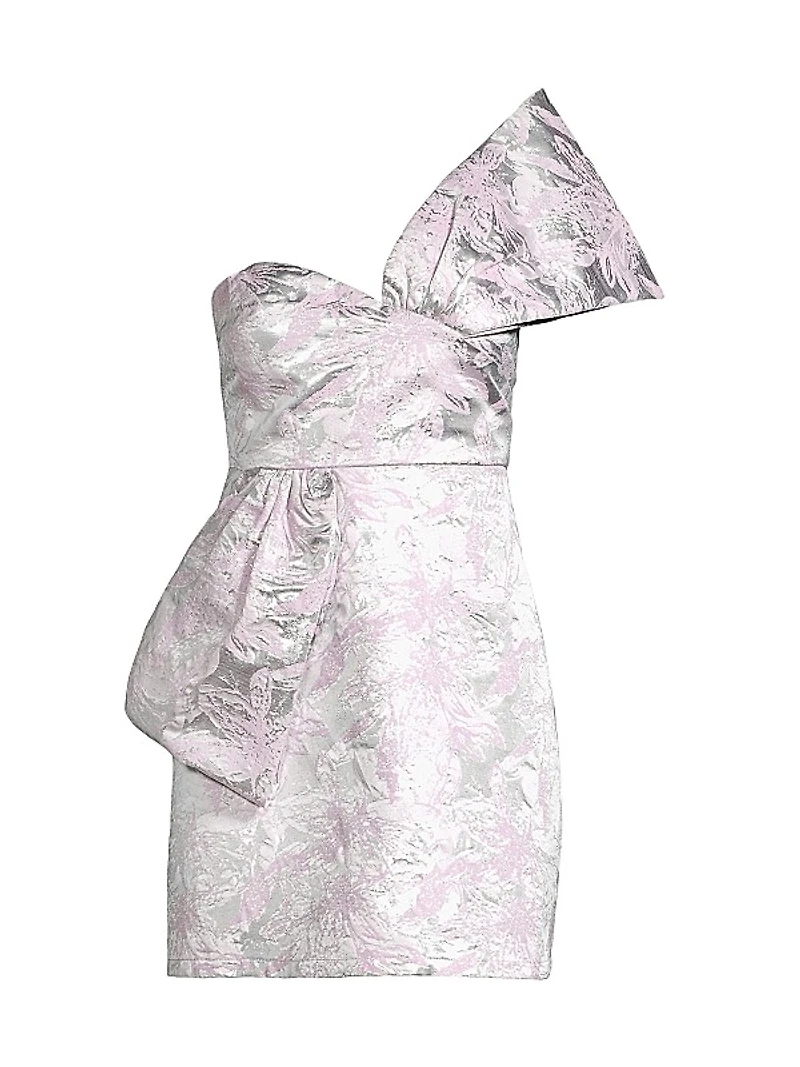 Floral Jacquard Bow Minidress