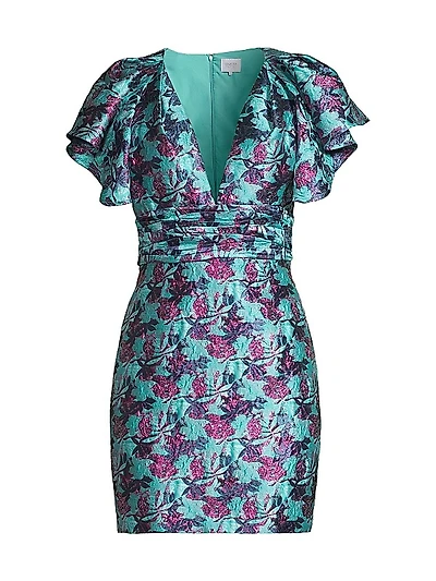 Ruffle Floral Jacquard Minidress