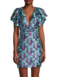 Ruffle Floral Jacquard Minidress