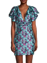 Ruffle Floral Jacquard Minidress