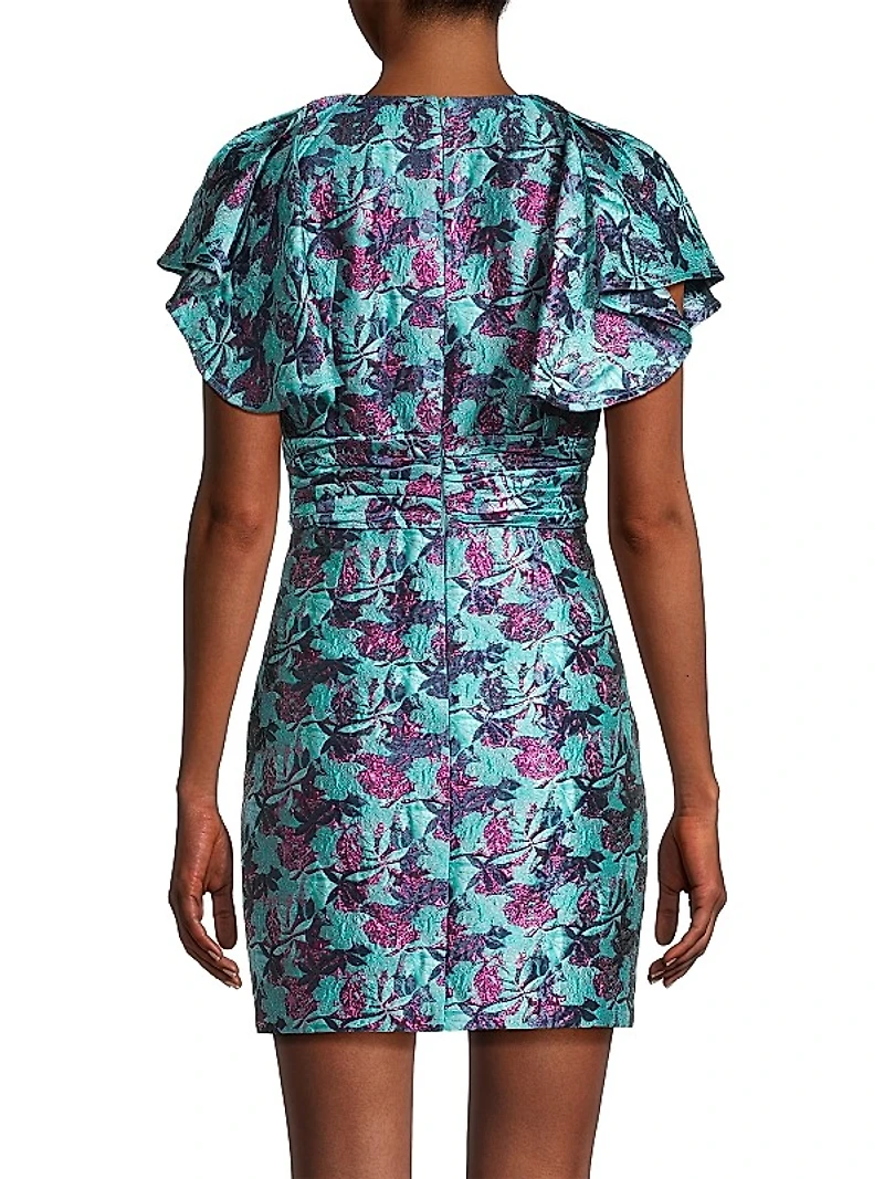 Ruffle Floral Jacquard Minidress
