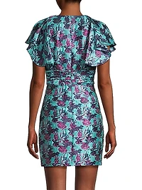 Ruffle Floral Jacquard Minidress