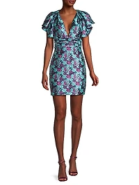 Ruffle Floral Jacquard Minidress