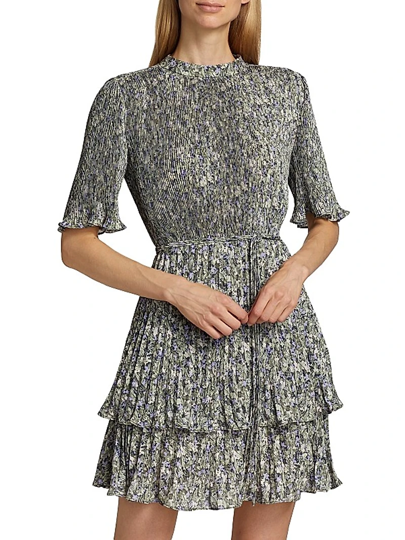Samantha Floral Pleated Minidress