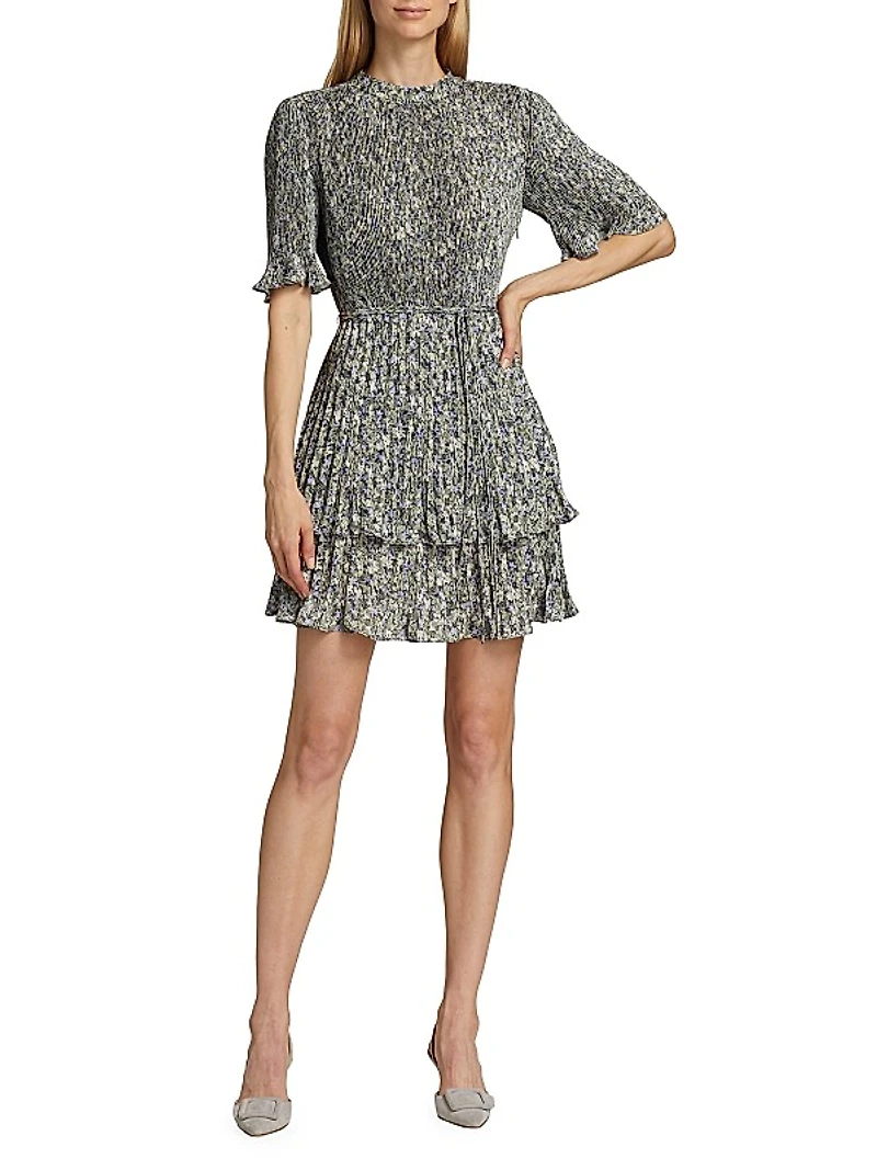 Samantha Floral Pleated Minidress