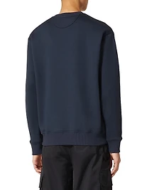 Technical Cotton Crewneck With Rubberized V Detail