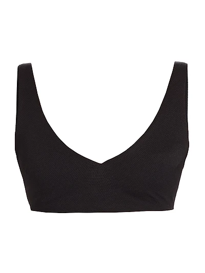 Textured Pique Plunge Bikini Top