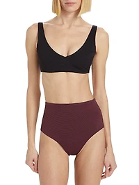 Textured Pique Plunge Bikini Top