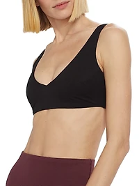 Textured Pique Plunge Bikini Top