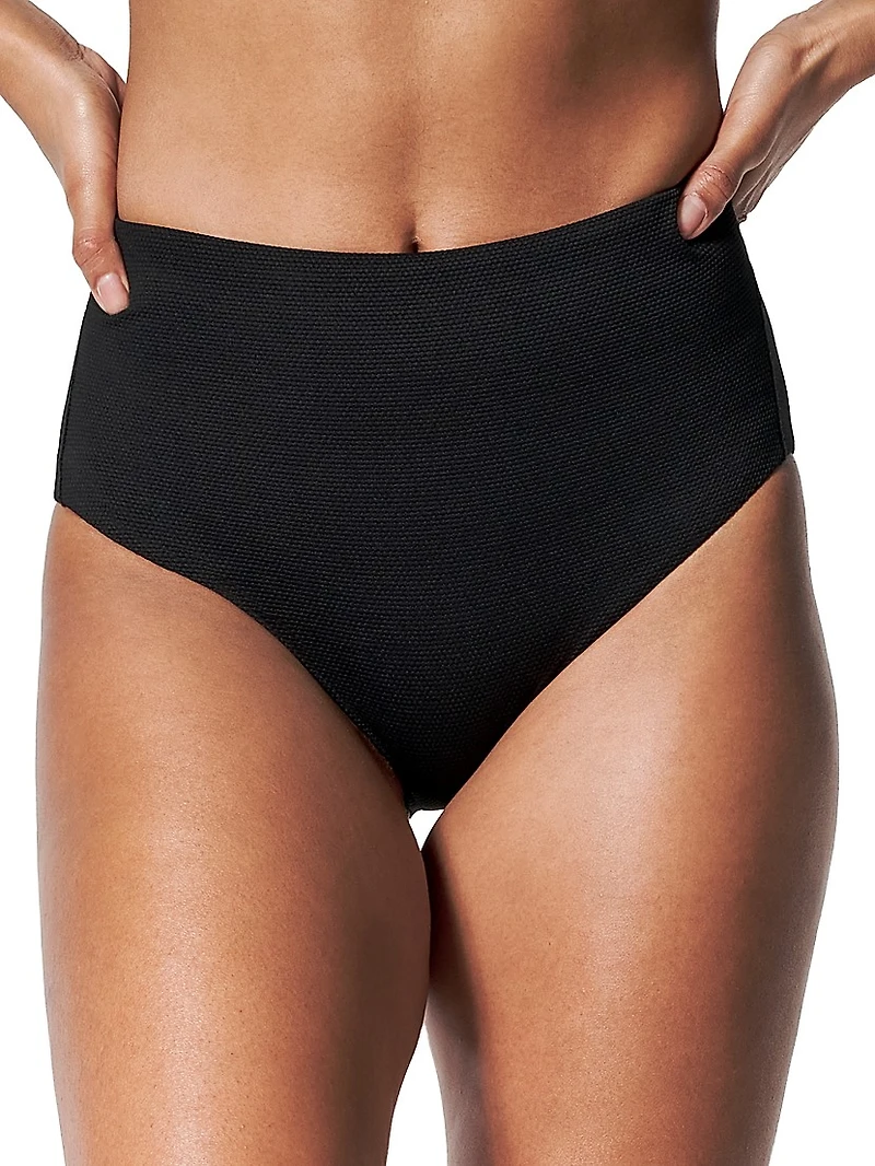 Pique High-Waist Bikini Bottoms