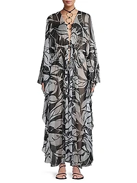 Austin Palm-Print Caftan Cover-Up Dress