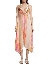 Kathryn Beaded Tie-Dyed Cover-Up Dress