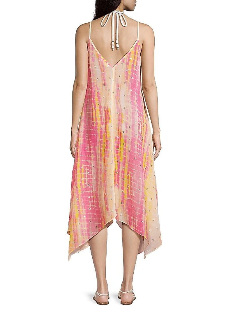 Kathryn Beaded Tie-Dyed Cover-Up Dress