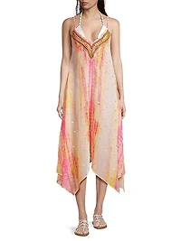 Kathryn Beaded Tie-Dyed Cover-Up Dress