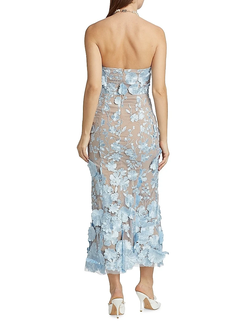 Jules Dress Floral Appliqué Midi-Dress