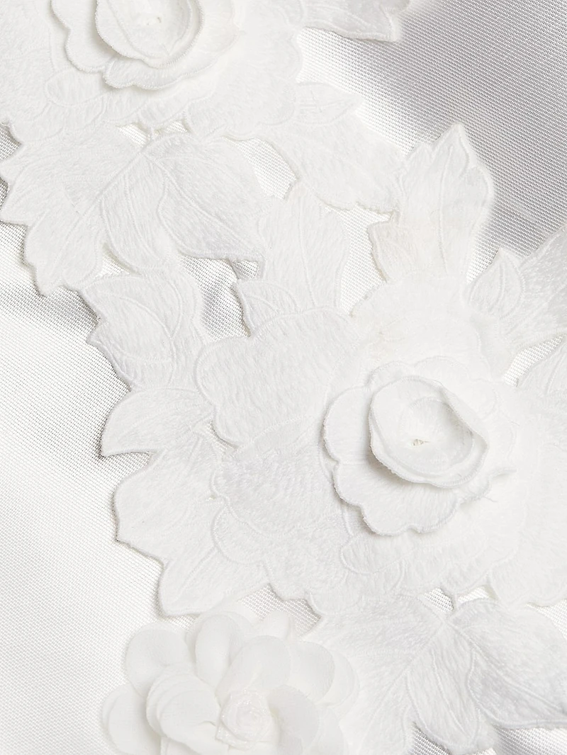 Asha Dress Flower Appliqué Sateen Midi-Dress