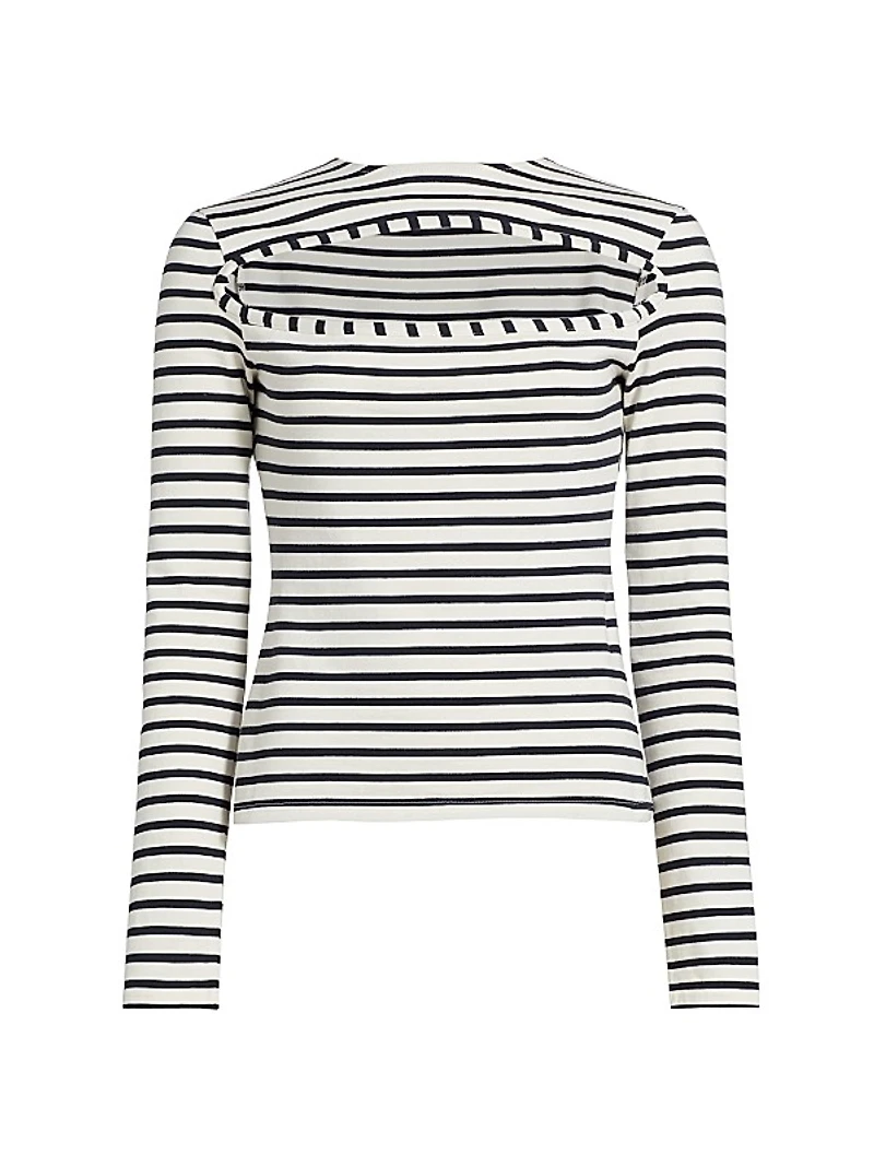 Striped Cotton Cut-Out Top