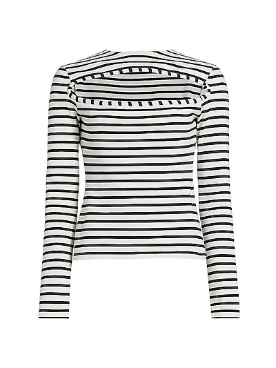 Striped Cotton Cut-Out Top