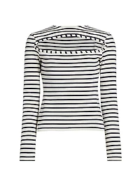 Striped Cotton Cut-Out Top