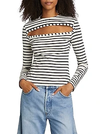 Striped Cotton Cut-Out Top