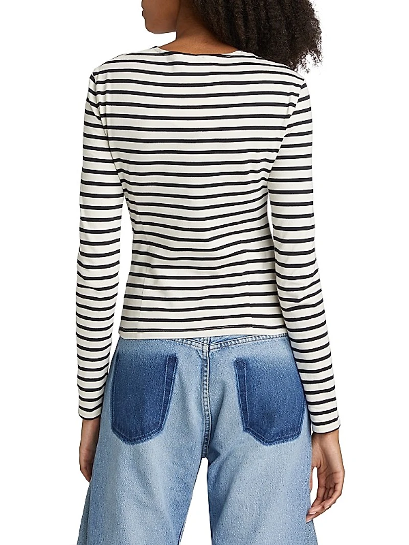 Striped Cotton Cut-Out Top
