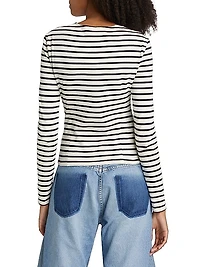 Striped Cotton Cut-Out Top