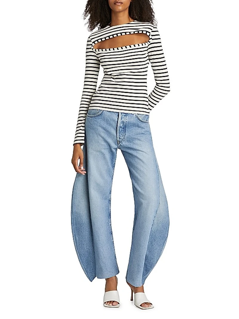 Striped Cotton Cut-Out Top