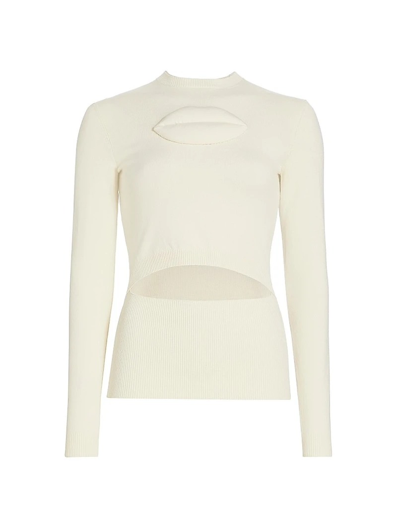 Lip Appliqué Cut-Out Top