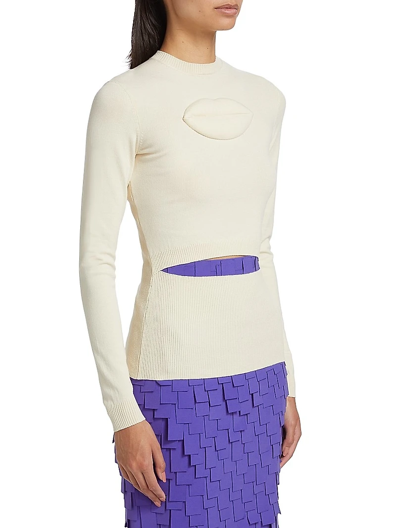 Lip Appliqué Cut-Out Top