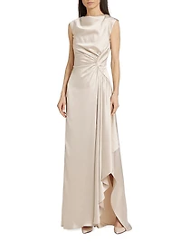 Half Moon Asymmetric Satin Gown