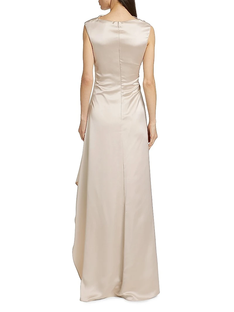 Half Moon Asymmetric Satin Gown