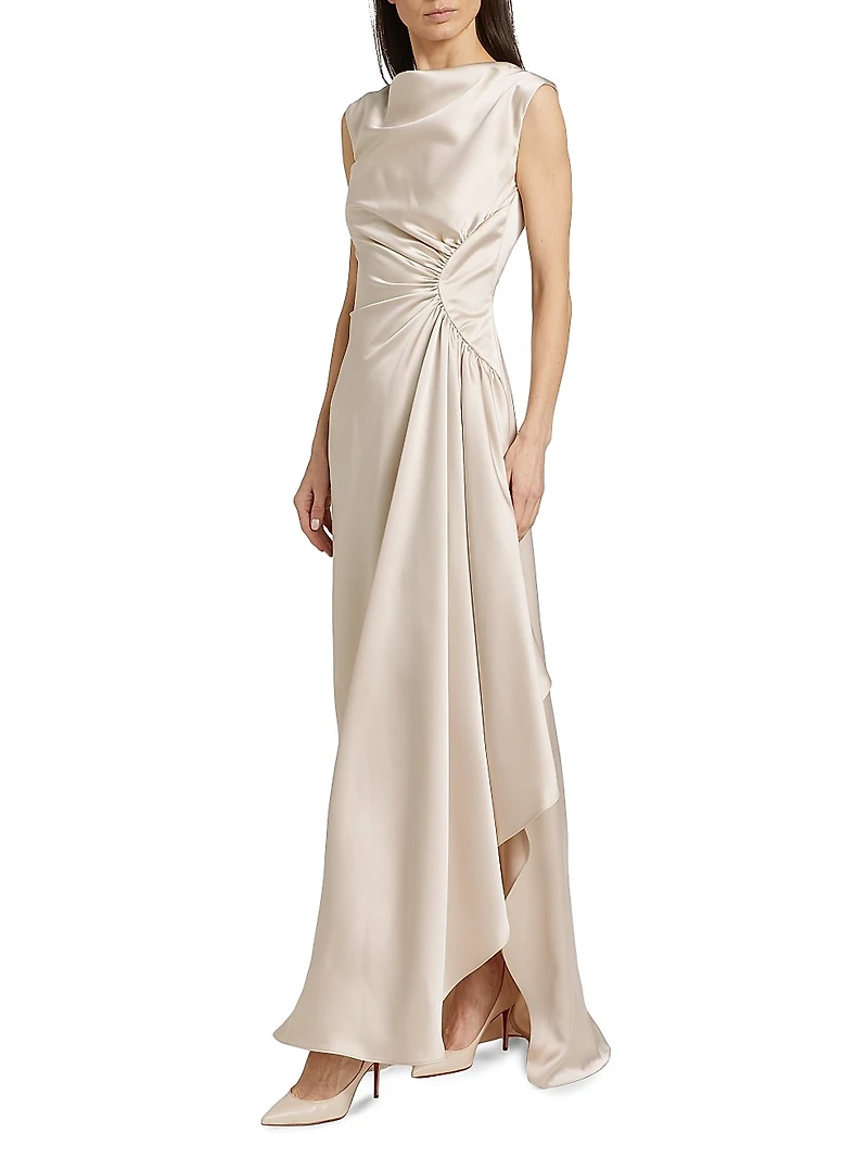 Half Moon Asymmetric Satin Gown