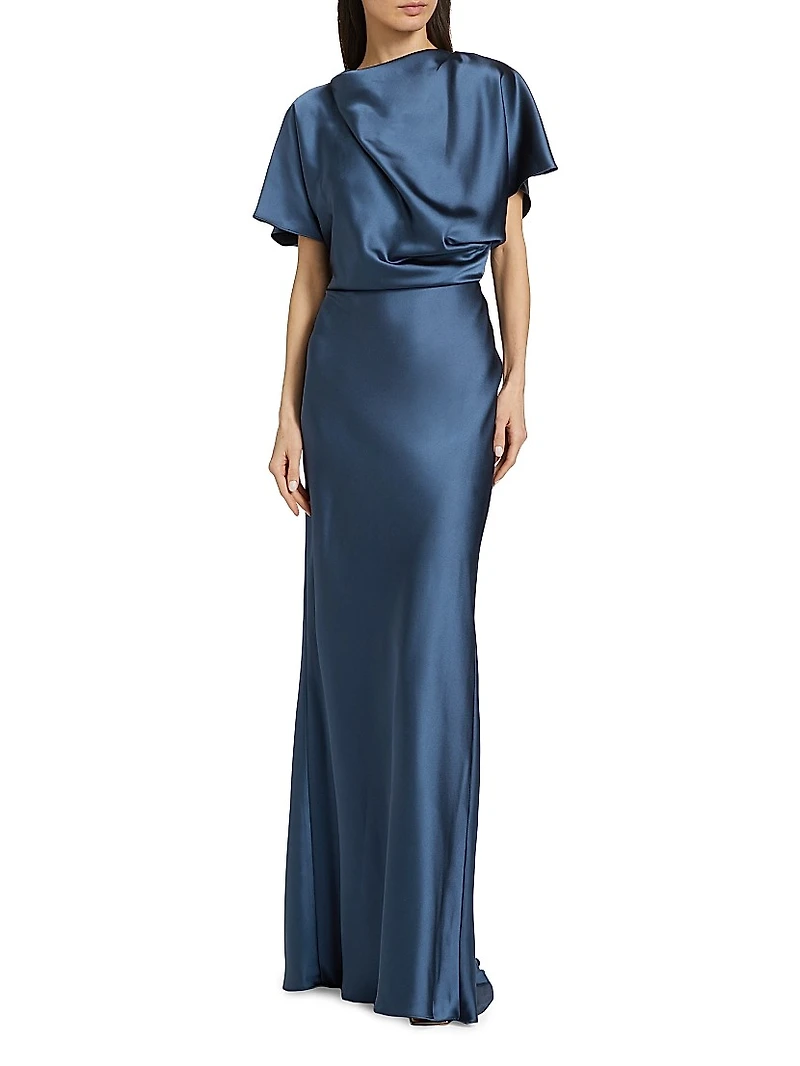 Draped Satin Gown