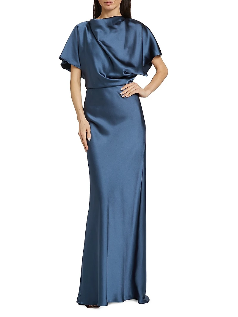 Draped Satin Gown