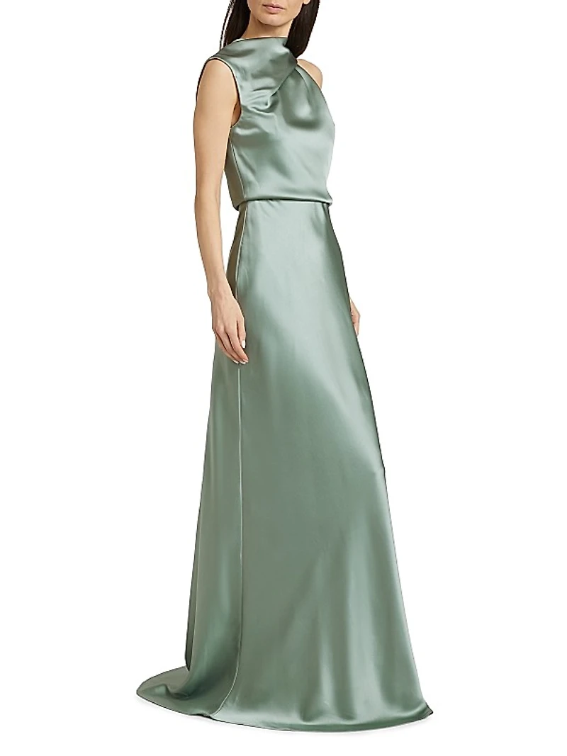 Asymmetric Satin Gown