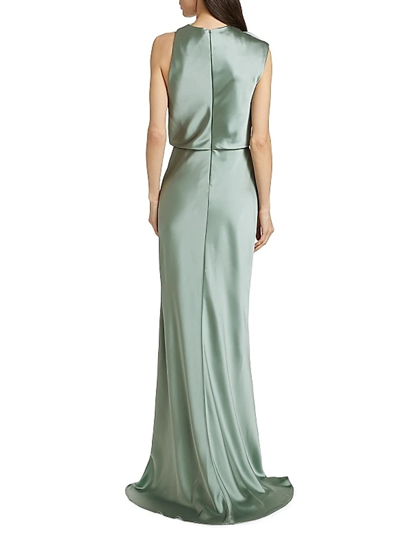 Asymmetric Satin Gown