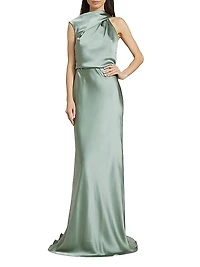 Asymmetric Satin Gown