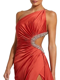 Jewel-Embellished Side Cut-Out Gown