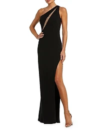 Embellished Cut-Out One-Shoulder Gown