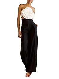 Wool Corset Wide-Leg Pants