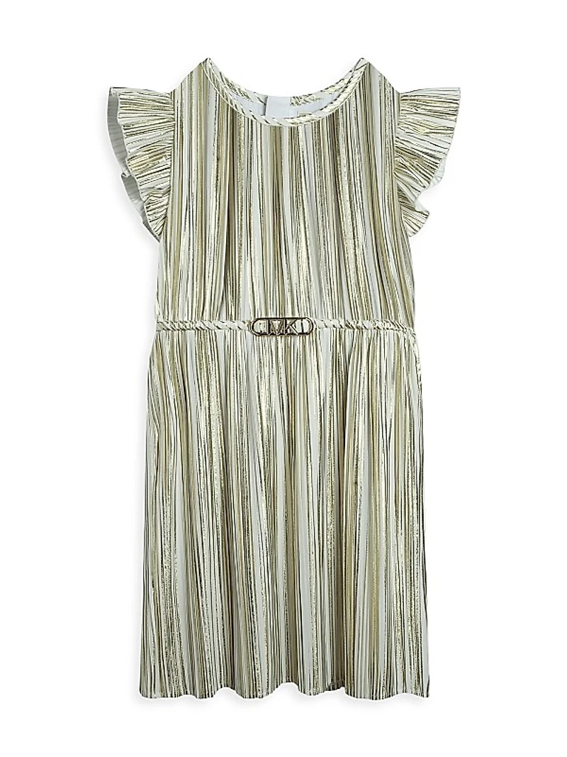Little Girl's & Girl's Pleated Metallic Dress