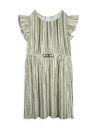 Little Girl's & Girl's Pleated Metallic Dress