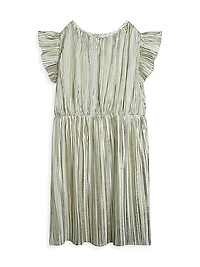 Little Girl's & Girl's Pleated Metallic Dress