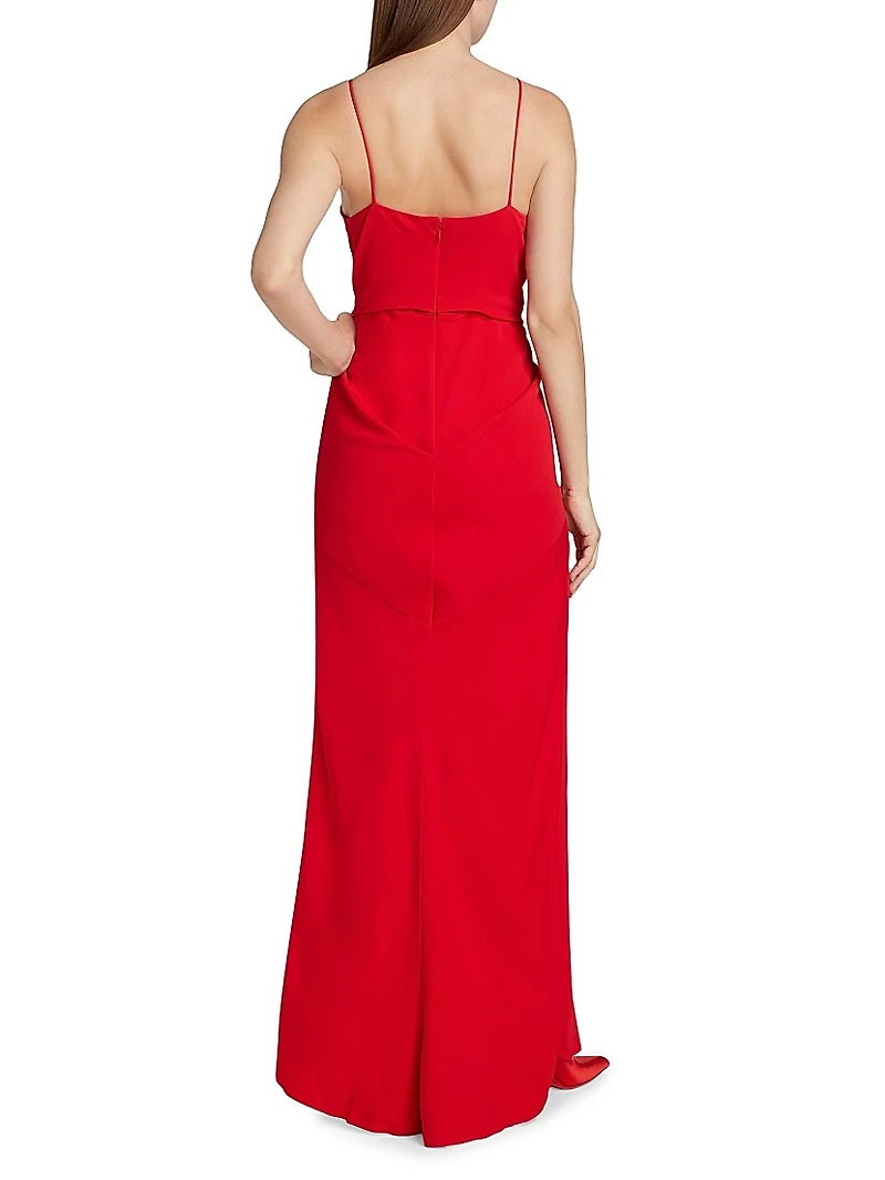 Rose-Detailed V-Neck Dress