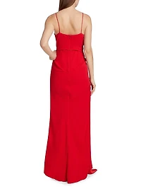 Rose-Detailed V-Neck Dress